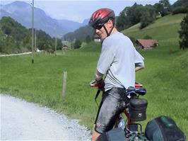 Olly has taken a tumble on the loose gravel after passing Boltigen, 24.3 miles into the ride